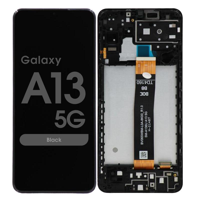 TOUCHSCREEN + DISPLAY AMOLED DISPLAY COMPLETO + FRAME PER SAMSUNG GALAXY A13 5G A136U NERO ORIGINALE (SERVICE PACK)