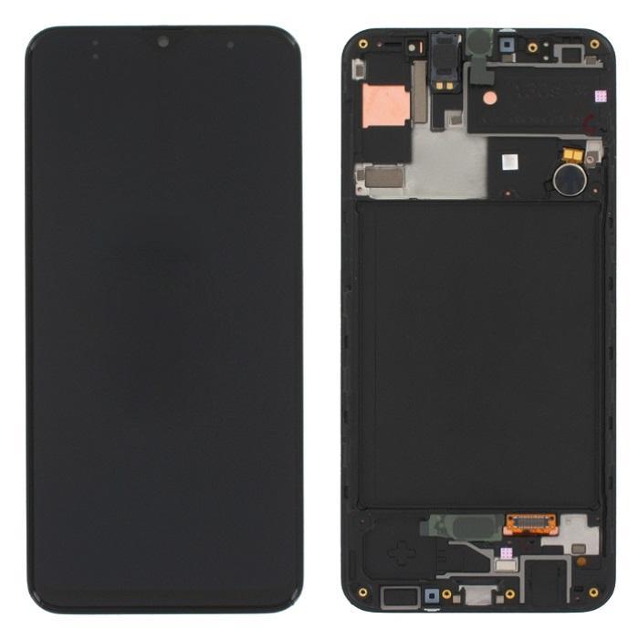DISPLAY LCD + TOUCHSCREEN DISPLAY COMPLETO + FRAME PER SAMSUNG GALAXY A30S A307F NERO ORIGINALE (SERVICE PACK) (ASSEMBLATO)