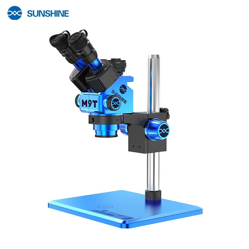 SUNSHINE M9T-B11 MICROSCOPIO TRINOCULARE 6X-45X TRINOCULAR PERRIPARAZIONE MOBILE + LUCE LED AD ANELLO REGOLABILE BLU