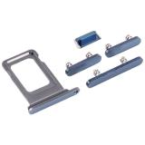 SET 4 PEZZI PORTA-SIM + TASTI VOLUME + TASTI POWER E TASTO VIBRAZIONE PER APPLE IPHONE 12 PRO MAX 6.7 BLU