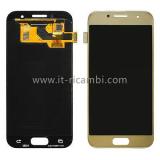TOUCHSCREEN + DISPLAY LCD DISPLAY COMPLETO SENZA FRAME PER SAMSUNG GALAXY A3(2017) A320F ORO ORIGINALE (SERVICE PACK)