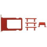 SET 4 PEZZI PORTA-SIM + TASTI VOLUME + TASTI POWER E TASTO VIBRAZIONE PER APPLE IPHONE 7 PLUS 5.5 ROSSO