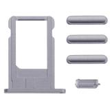 SET 4 PEZZI PORTA-SIM + TASTI VOLUME + TASTI POWER E TASTO VIBRAZIONE PER IPHONE 6 PLUS 5.5 NERO