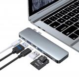 6 IN 2 HUB ADATTATORE ALLUMINIO PER APPLE MACBOOK AIR / PRO (THUNDERBOLT 3 / TYPE-C / USB 3.2 / USB 2.0 / SD / FT) (CON IMBALLAGGIO)