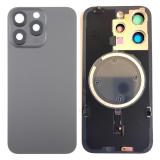 COVER POSTERIORE DI VETRO CON SUPPORTO PER APPLE IPHONE 15 PRO 6.1 NERO