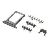 SET 4 PEZZI PORTA-SIM + TASTI VOLUME + TASTI POWER E TASTO VIBRAZIONE PER APPLE IPHONE X 5.8 NERO