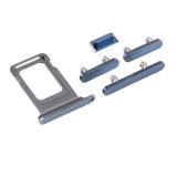 SET 4 PEZZI PORTA-SIM + TASTI VOLUME + TASTI POWER E TASTO VIBRAZIONE PER APPLE IPHONE 13 PRO 6.1 / IPHONE 13 PRO MAX 6.7 BLU