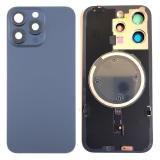 COVER POSTERIORE DI VETRO CON SUPPORTO PER APPLE IPHONE 15 PRO 6.1 BLU