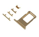 SET 4 PEZZI PORTA-SIM + TASTI VOLUME + TASTI POWER E TASTO VIBRAZIONE PER APPLE IPHONE XR 6.1 ORO