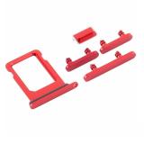 SET 4 PEZZI PORTA-SIM + TASTI VOLUME + TASTI POWER E TASTO VIBRAZIONE PER APPLE IPHONE 12 MINI 5.4 ROSSO