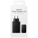 SAMSUNG EP-T6530 ADATTATORE DI ALIMENTAZIONE EU DUAL USB-C (MAX 65W+25W)+ USB-A(MAX 15W) NERO