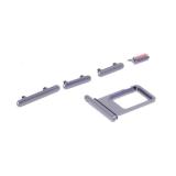 SET 4 PEZZI PORTA-SIM + TASTI VOLUME + TASTI POWER E TASTO VIBRAZIONE PER APPLE IPHONE 11 6.1 VIOLA