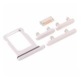 SET 4 PEZZI PORTA-SIM + TASTI VOLUME + TASTI POWER E TASTO VIBRAZIONE PER APPLE IPHONE 12 MINI 5.4 BIANCO