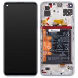 DISPLAY LCD + TOUCHSCREEN DISPLAY COMPLETO + FRAME + BATTERIA PER HUAWEI P40 LITE 5G (CDY-N29A) ARGENTO ORIGINALE (SERVICE PACK)