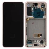 DISPLAY LCD + TOUCHSCREEN DISPLAY COMPLETO + FRAME PER SAMSUNG GALAXY S21 5G G991B FANTASMA VIOLA ORIGINALE (SERVICE PACK)