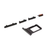 SET 4 PEZZI PORTA-SIM + TASTI VOLUME + TASTI POWER E TASTO VIBRAZIONE PER APPLE IPHONE 11 6.1 NERO