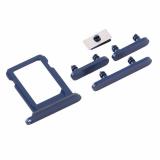 SET 4 PEZZI PORTA - DUAL SIM + TASTI VOLUME + TASTI POWER E TASTO VIBRAZIONE PER APPLE IPHONE 12 6.1 BLU