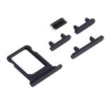 SET 4 PEZZI PORTA-SIM + TASTI VOLUME + TASTI POWER E TASTO VIBRAZIONE PER APPLE IPHONE 13 MINI 5.4 NERO