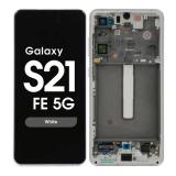 DISPLAY LCD + TOUCHSCREEN DISPLAY COMPLETO + FRAME PER SAMSUNG GALAXY S21 FE 5G G990B BIANCO ORIGINALE (SERVICE PACK)