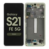 DISPLAY LCD + TOUCHSCREEN DISPLAY COMPLETO + FRAME PER SAMSUNG GALAXY S21 FE 5G G990B VERDE ORIGINALE (SERVICE PACK)