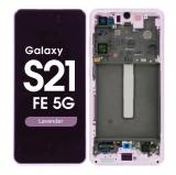 DISPLAY LCD + TOUCHSCREEN DISPLAY COMPLETO + FRAME PER SAMSUNG GALAXY S21 FE 5G G990B LAVANDA / VIOLA ORIGINALE (SERVICE PACK)