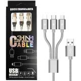 3 IN 1 CAVO DI RICARICA MULTIFUNZIONALE 2.1A (TYPE-C / LIGHTNING / MICRO USB) 1.2M