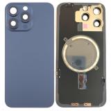 COVER POSTERIORE DI VETRO CON SUPPORTO PER APPLE IPHONE 15 PRO MAX 6.7 BLU