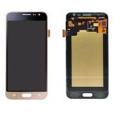 TOUCHSCREEN + DISPLAY LCD DISPLAY COMPLETO SENZA FRAME PER SAMSUNG GALAXY J3 2016 J320F ORO ORIGINALE (SERVICE PACK)