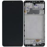 DISPLAY LCD + TOUCHSCREEN DISPLAY COMPLETO + FRAME PER SAMSUNG GALAXY M32 M325F NERO ORIGINALE (SERVICE PACK)