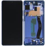 TOUCHSCREEN + DISPLAY LCD DISPLAY COMPLETO + FRAME PER SAMSUNG GALAXY S10 LITE G770F BLU PRISMA ORIGINALE (SERVICE PACK)