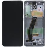 TOUCHSCREEN + DISPLAY LCD DISPLAY COMPLETO + FRAME PER SAMSUNG GALAXY S20 G980F / G981F / G981B GRIGIO ORIGINALE (SERVICE PACK)