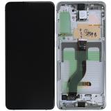 TOUCHSCREEN + DISPLAY LCD DISPLAY COMPLETO + FRAME PER SAMSUNG GALAXY S20 PLUS S20+ G985F G986F BIANCO ORIGINALE (SERVICE PACK)