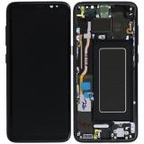 TOUCHSCREEN + DISPLAY LCD DISPLAY COMPLETO + FRAME PER SAMSUNG GALAXY S8 G950F NERO ORIGINALE (SERVICE PACK)
