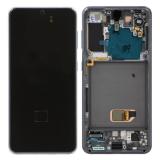 DISPLAY LCD + TOUCHSCREEN DISPLAY COMPLETO + FRAME PER SAMSUNG GALAXY S21 5G G991B FANTASMA GRIGIO ORIGINALE (SERVICE PACK) (ASSEMBLATO)
