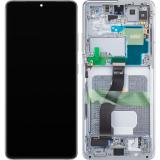 DISPLAY LCD + TOUCHSCREEN DISPLAY COMPLETO + FRAME PER SAMSUNG GALAXY S21 ULTRA 5G G998B FANTASMA ARGENTO ORIGINALE (SERVICE PACK)