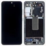 TOUCHSCREEN + DISPLAY AMOLED DISPLAY COMPLETO + FRAME PER SAMSUNG GALAXY S23 S911B NERO FANTASMA ORIGINALE (SERVICE PACK)