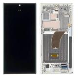 TOUCHSCREEN + DISPLAY AMOLED DISPLAY COMPLETO + FRAME PER SAMSUNG GALAXY S23 ULTRA 5G S918B BIANCO / BEIGE ORIGINALE (SERVICE PACK) (ASSEMBLATO)