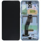 TOUCHSCREEN + DISPLAY AMOLED DISPLAY COMPLETO + FRAME PER SAMSUNG GALAXY S20 G980F / G981F / G981B BLU SCHERMO SERVICE PACK + FRAME (NON ORIGINALE)
