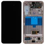 TOUCHSCREEN + DISPLAY AMOLED DISPLAY COMPLETO + FRAME PER SAMSUNG GALAXY S22 5G S901B ORO ORIGINALE (SERVICE PACK)